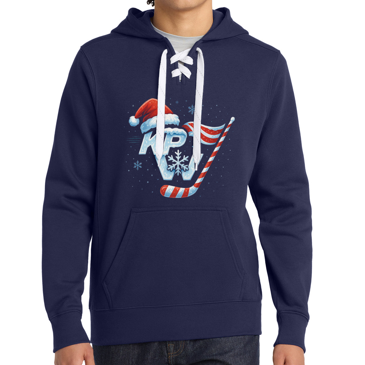 KPW Christmas Hockey Sport-Tek Lace Up Pullover Hooded Sweatshirt