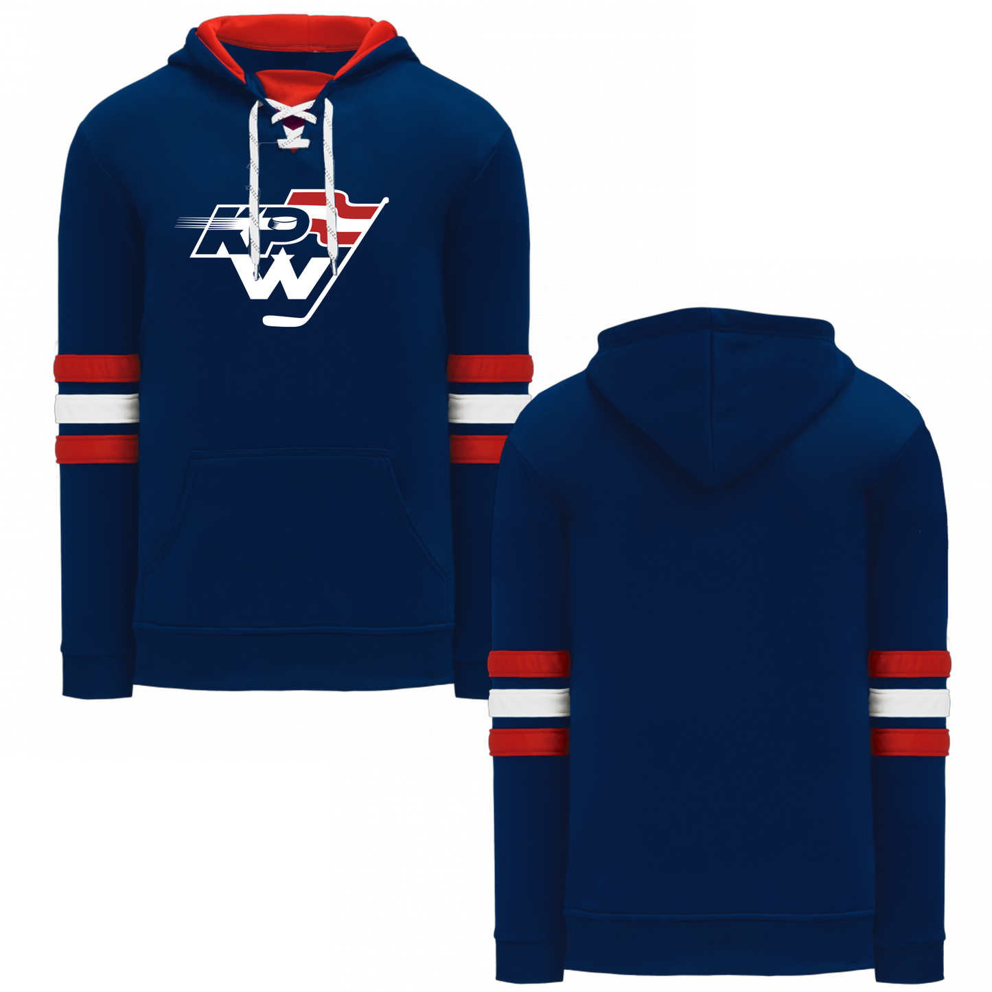 KPW Hockey Adult Hoodie - Red/White Arm Stripes