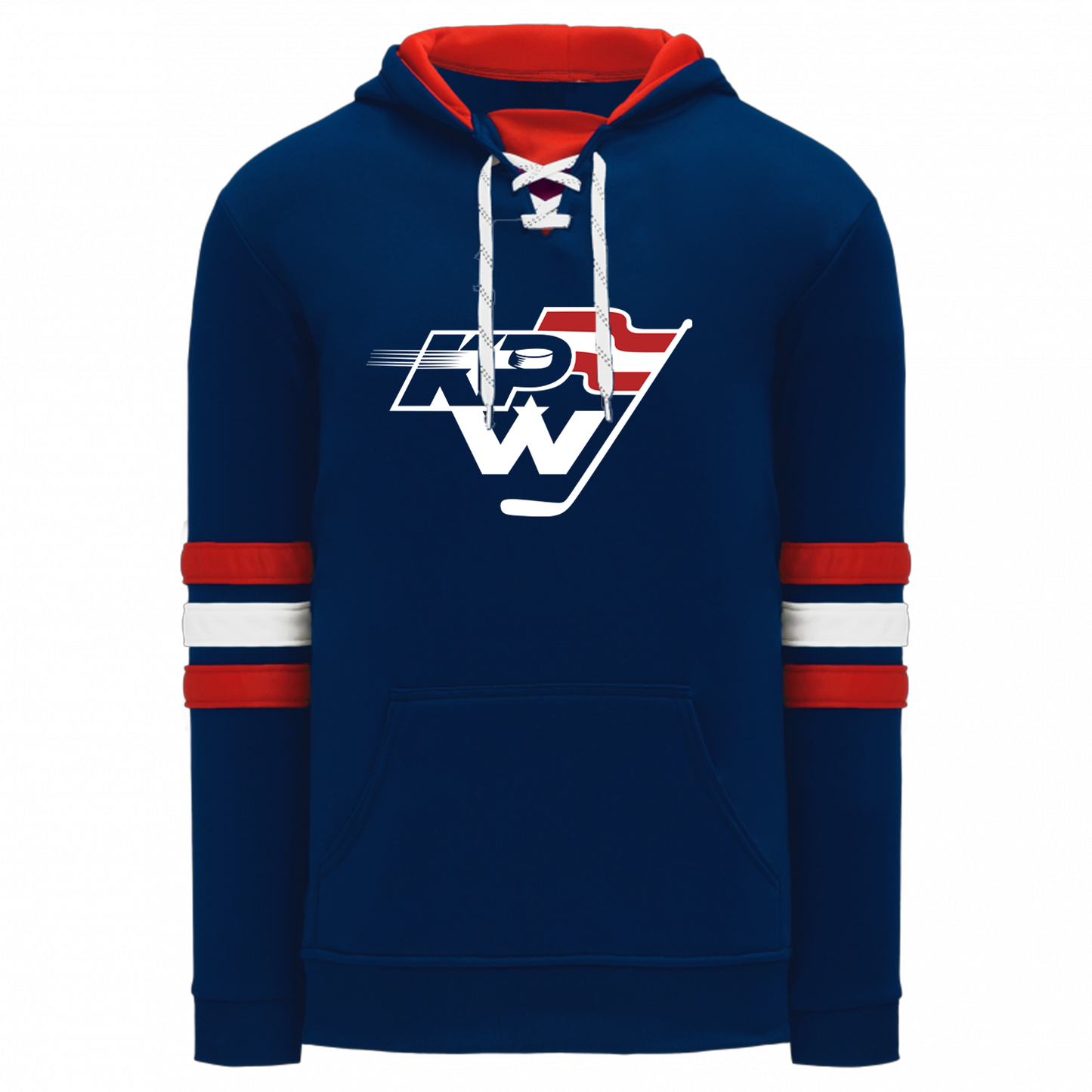 KPW Hockey Adult Hoodie - Red/White Arm Stripes