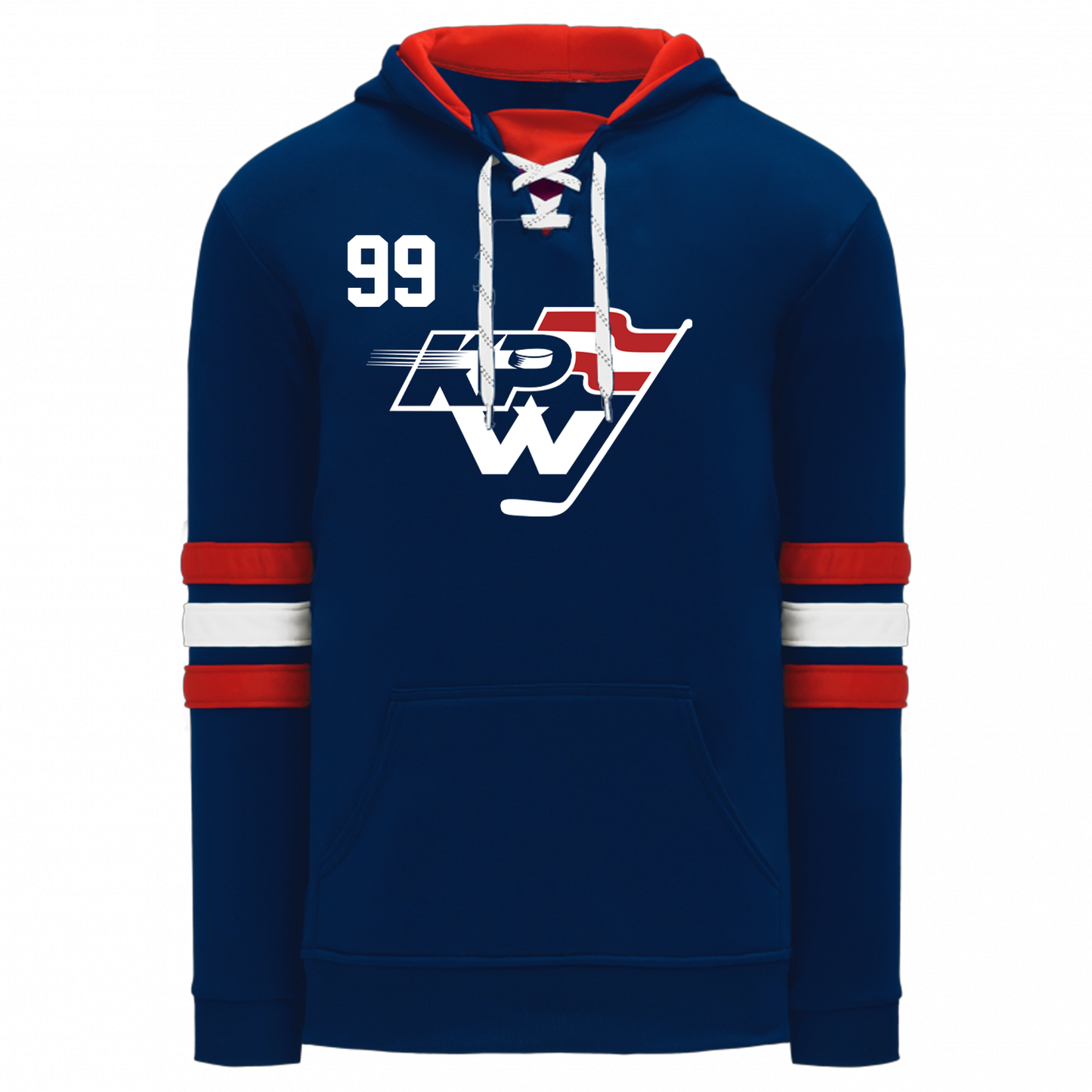 KPW Hockey Adult Hoodie - Red/White Arm Stripes