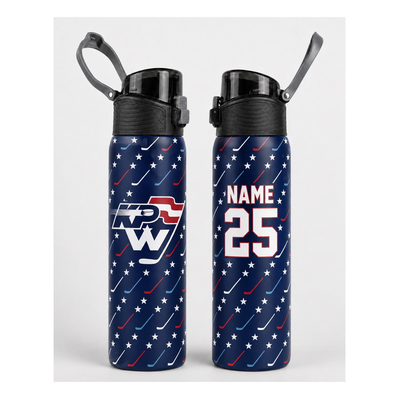 KPW Hockey Stars & Sticks Water Bottle